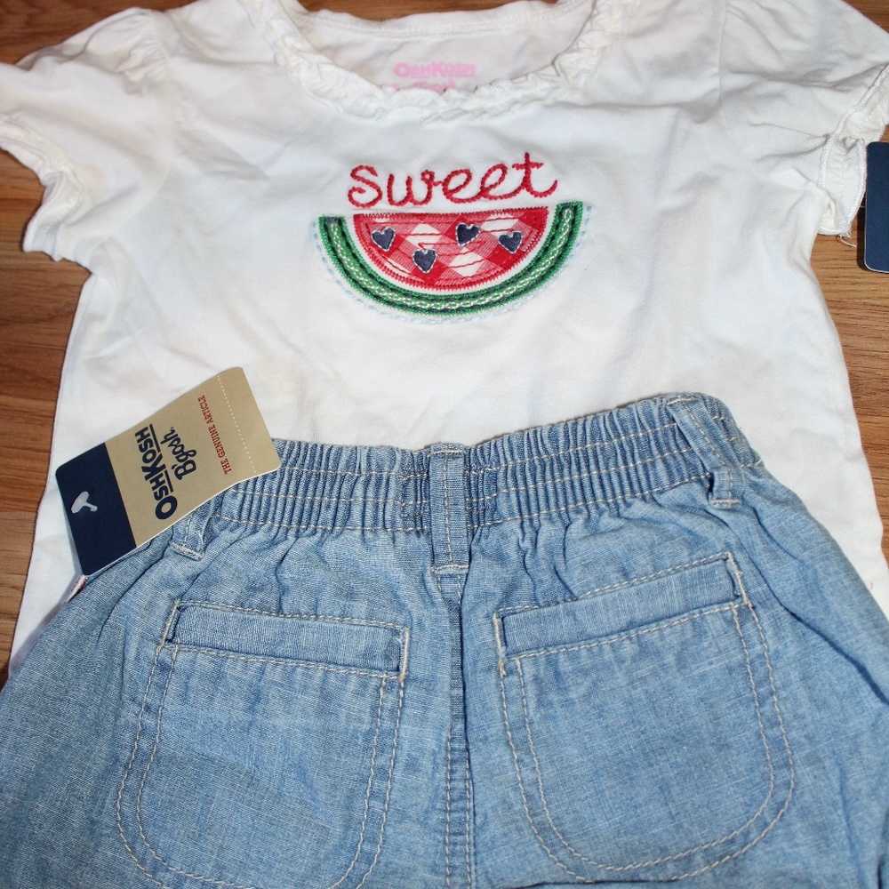 NWT OshKosh B'gosh lot watermelon shirt shorts 18 - Picture 2 of 6